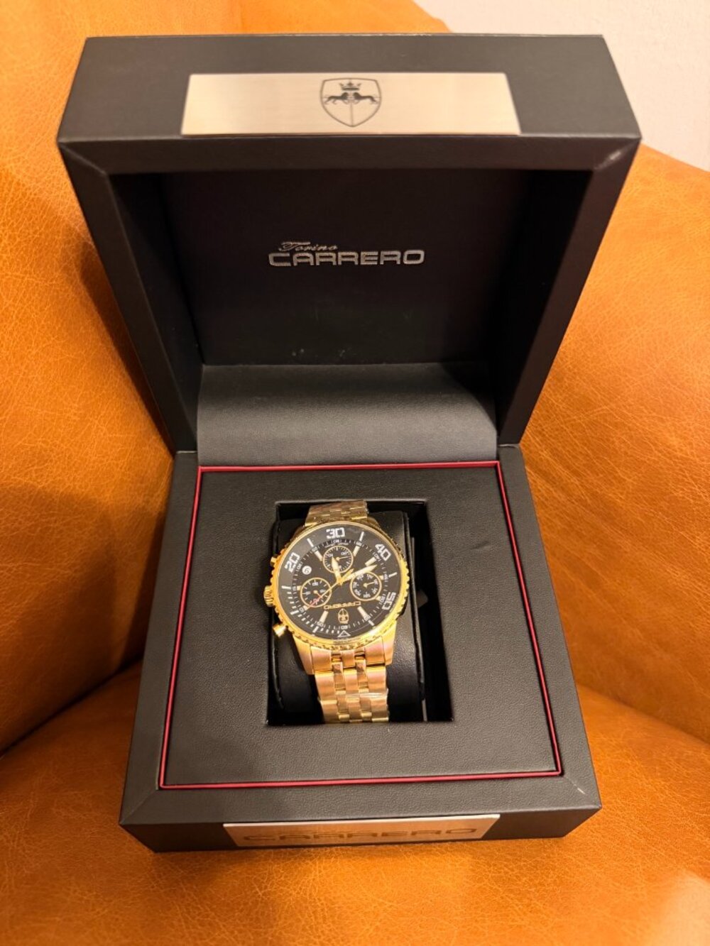 Torino Carrero Grand Graph Chronograph Gold Black Dial New in Box